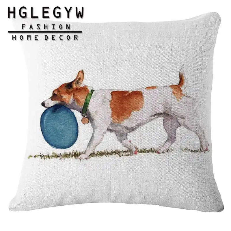 Милый чехол для подушки в виде овчарки наволочка из хлопка и льна 45*45 см наволочки