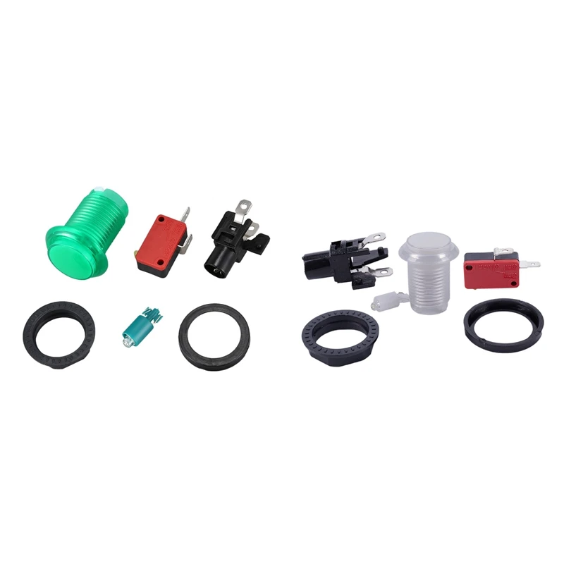 

2 Pcs Round Lit Illuminated Arcade Video Game Push Button Switch LED Light 5V/12V Color:Green & White