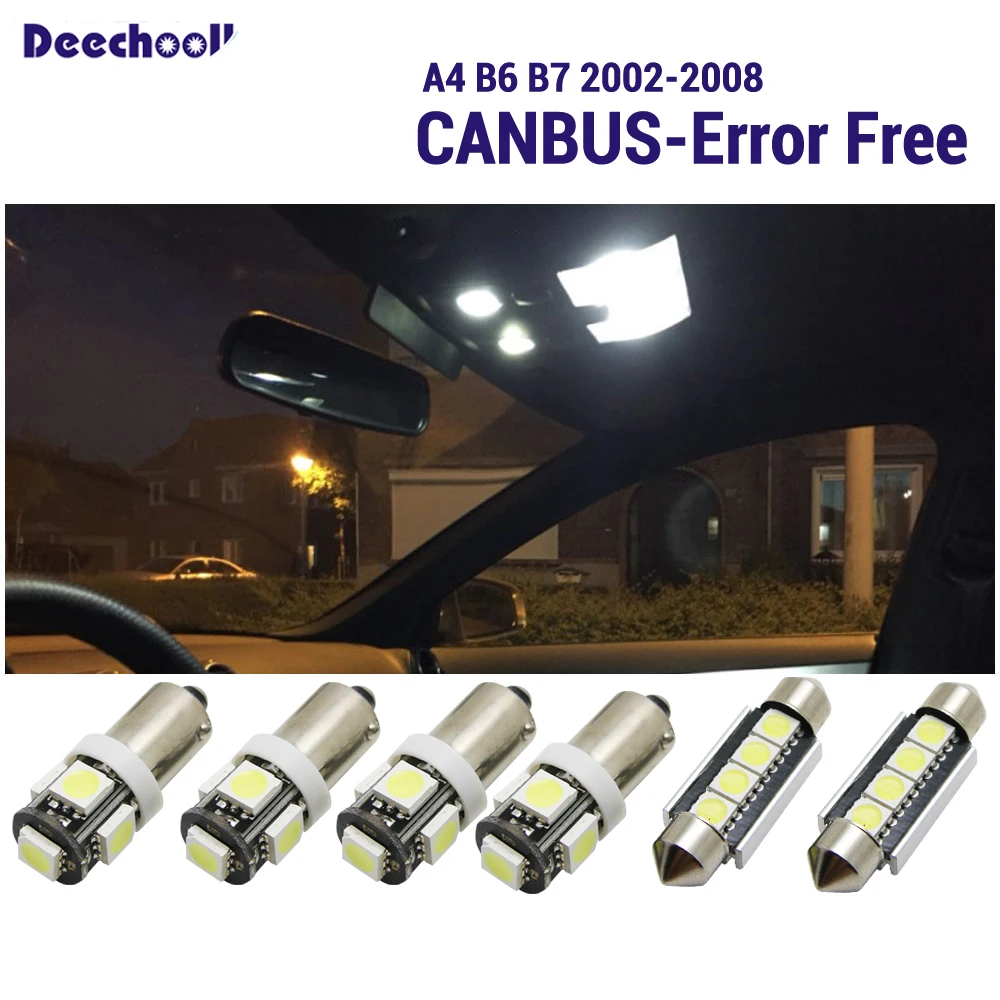 Canbus Светодиодная лампа номерного знака+ без ошибок белый холодный белый Интерьер Карта купольные огни для audi a4 b6 b7 2002-2008