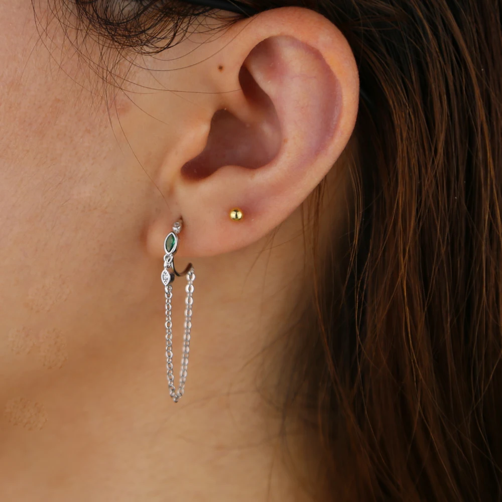 Серьги гвоздики из настоящего стерлингового серебра 925 пробы белый зеленый