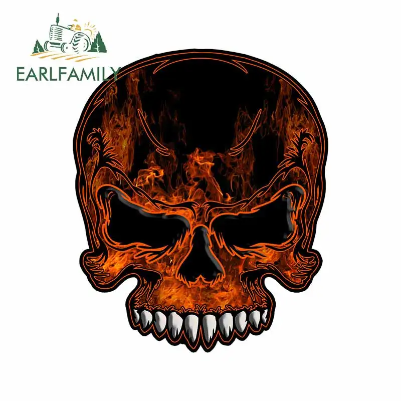 EARLFAMILY 13 см x 11 для настоящего пламени череп Винил Материал наклейки автомобиля