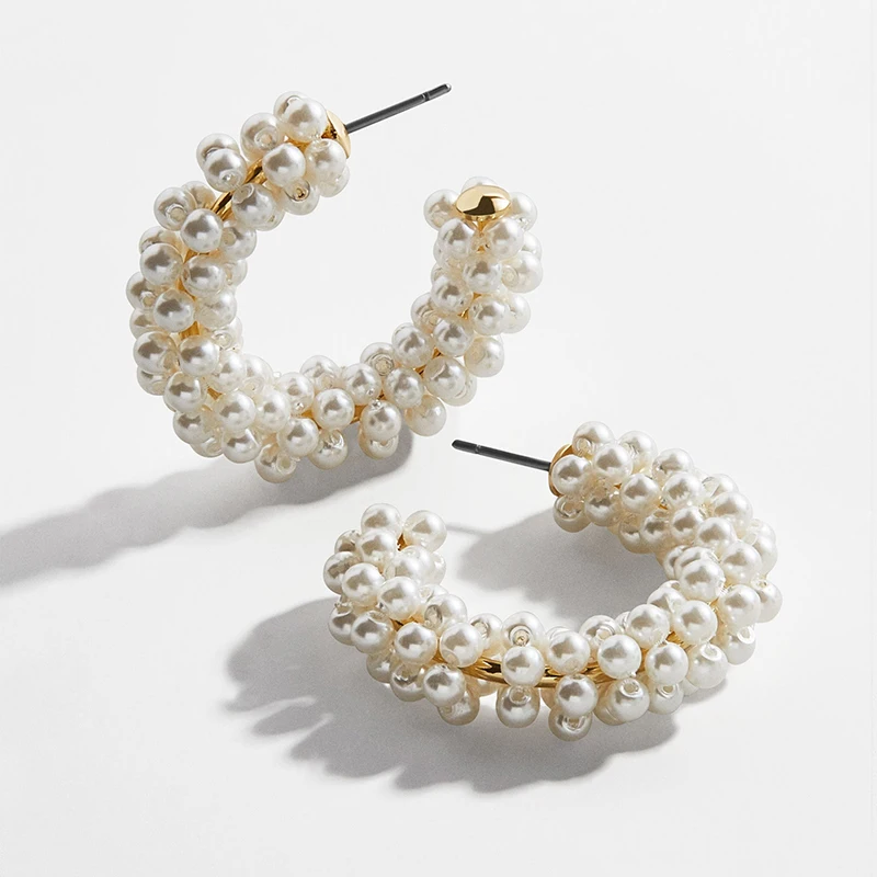 1pair Pearl White Женские жемчужные серьги-манжеты, богемные натуральные пресноводные круглые маленькие клипсы, серьги без Имитация пирсинга серьги, Надеваемые На ушной хрящ - Окраска металла: 1pair Pearl White