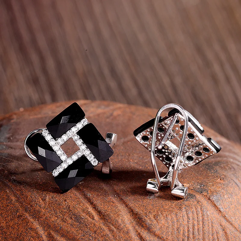 Женские серьги из черного серебра 925 пробы|Серьги-подвески| |