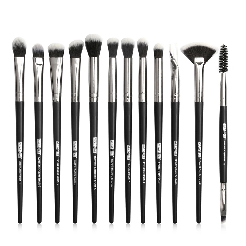 12 шт. набор кистей для макияжа глаз с деревянной ручкой|Аппликатор теней век| |