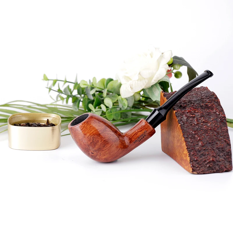 

MUXIANG Handmade Tobacco Pipe 9mm Activated Carbon Filter Bent Stem Wooden Pipe Men’s Gift 10 Smoking Tools Accessories ad0026