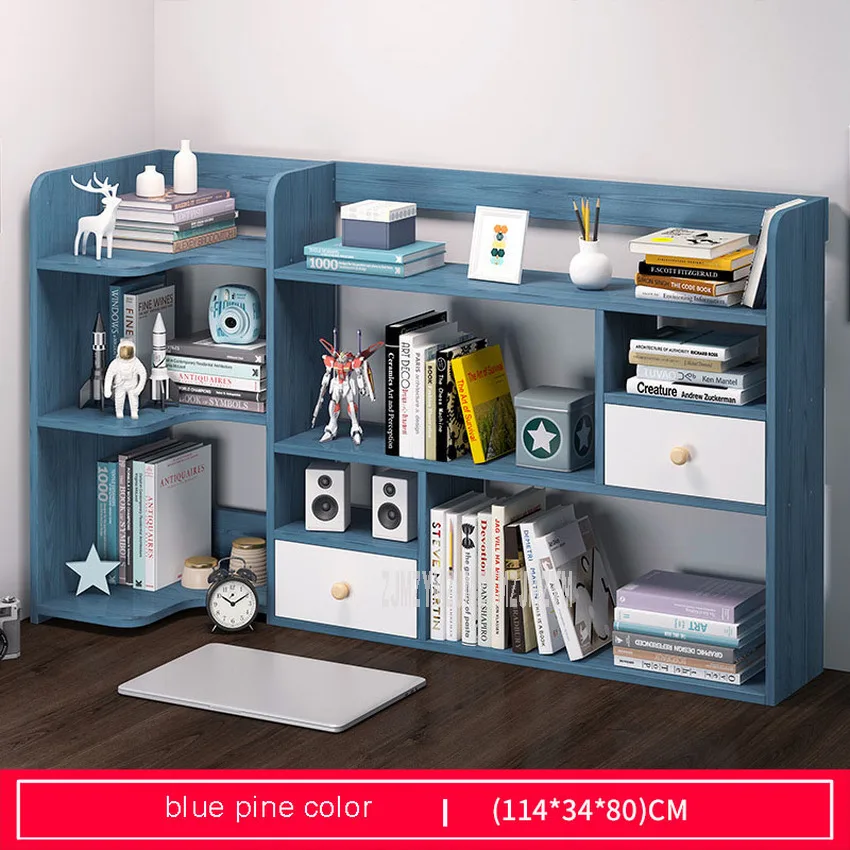 

114cm 3-Layer Tabletop Bookshelf Economical Modern Computer Table Desktop Book Storage Bookshelf Wood Bookcase With Drawer