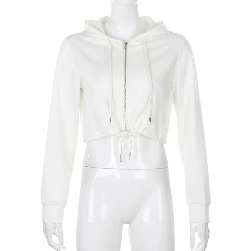 Модный короткий свитер на молнии с капюшоном пальто Осенний базовый