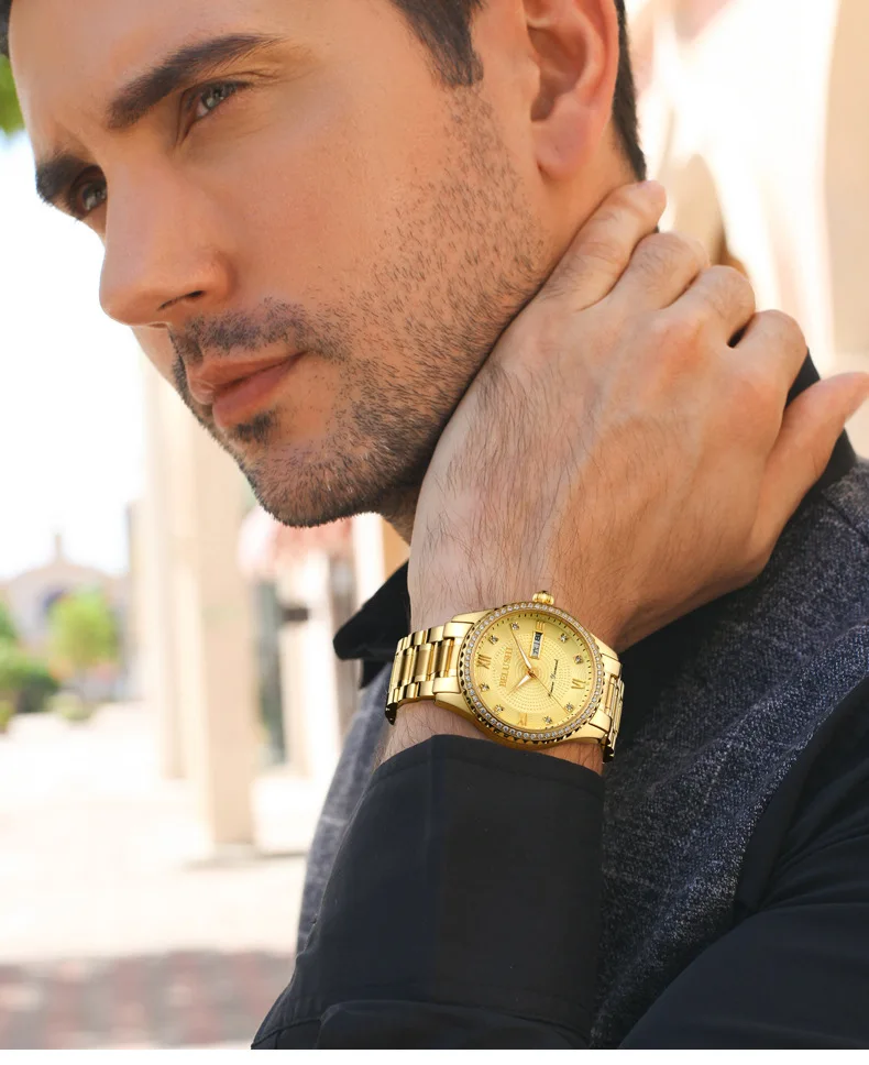 

2020 NEW Men Gold Watch Male Stainless Steel Quartz Golden men's Wristwatches for Man Top Brand Luxury Quartz-Watches Gift Clock