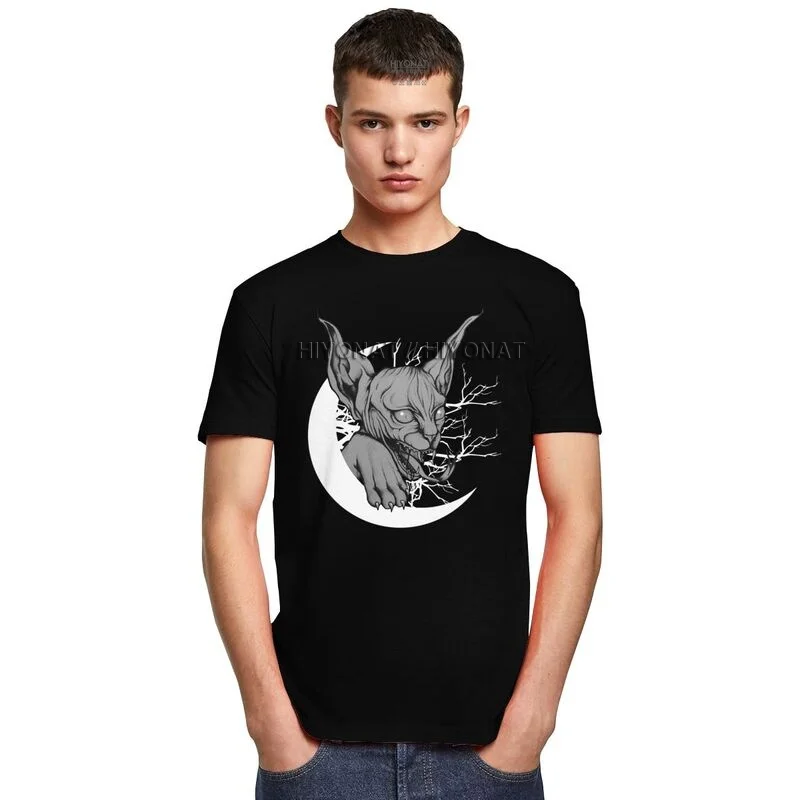 Футболка мужская из чистого хлопка с коротким рукавом и изображением кота -