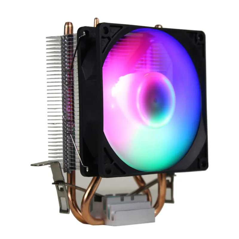 RGB светодиодный вентилятор охлаждения процессора 2 Heatpipe 12V охлаждающий вентилятор Радиатор для Intel LAG 1150 1155 1156 775 для AMD - Цвет лезвия: 5-Colors