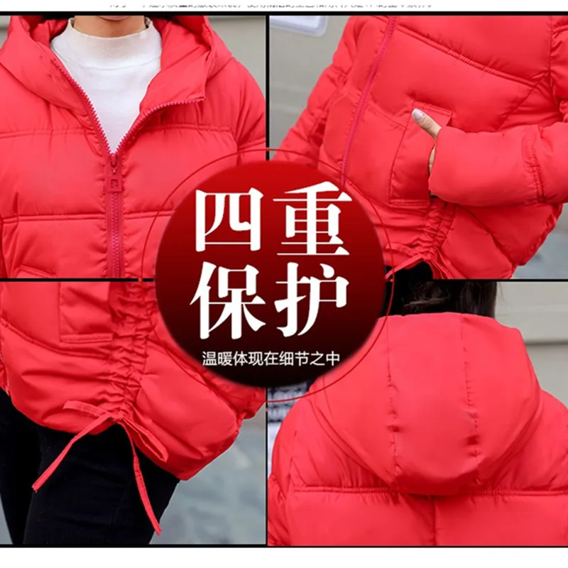 

2020 Winter Cotton padded Women's Jacket Plus Size Female Parkas Loose Short Outerwear Solid Hooded Coat Warm Thicken Jackets