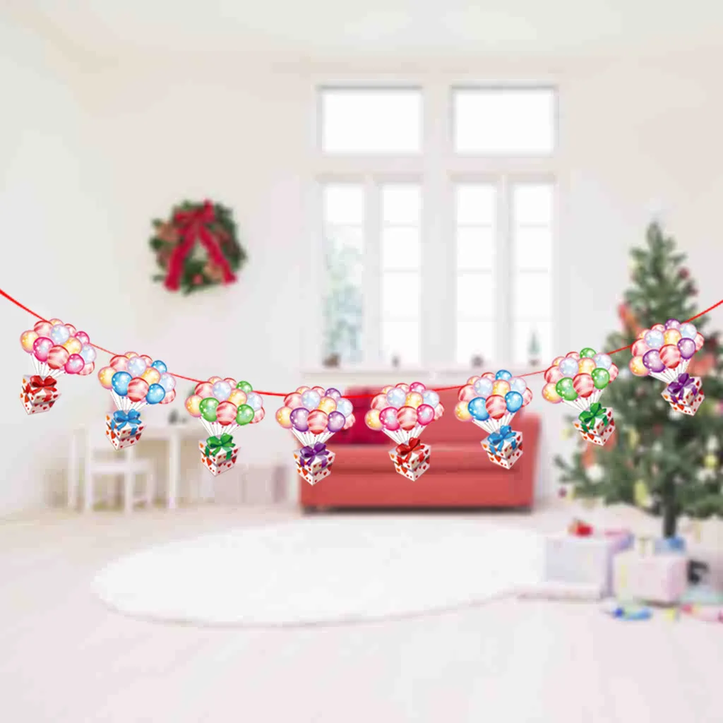 Счастливого Рождества баннер украшения висящий флаг Санта Снеговик Олень носки