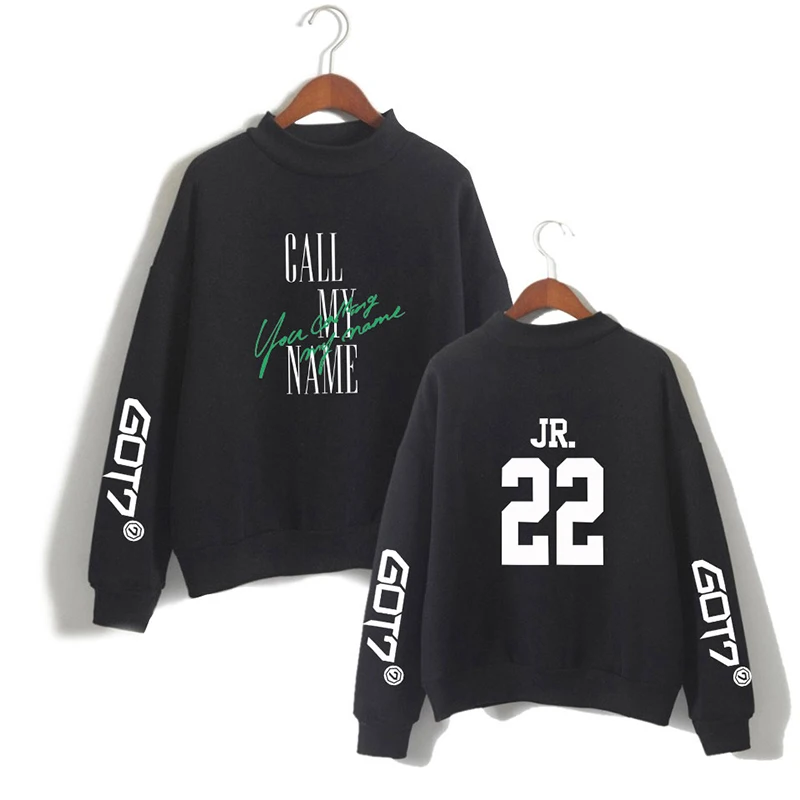 

New Got7 JR 22 Kpop High Collar Hoodies Women Capless Sweatshirts Harajuku Long Sleeve Gilrs Hoodie Pullovers Hoody Plus Size