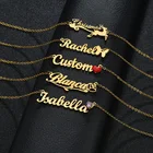 Ожерелье с именем на заказ, из нержавеющей стали, с камнем, кристаллом, индивидуальная именная табличка