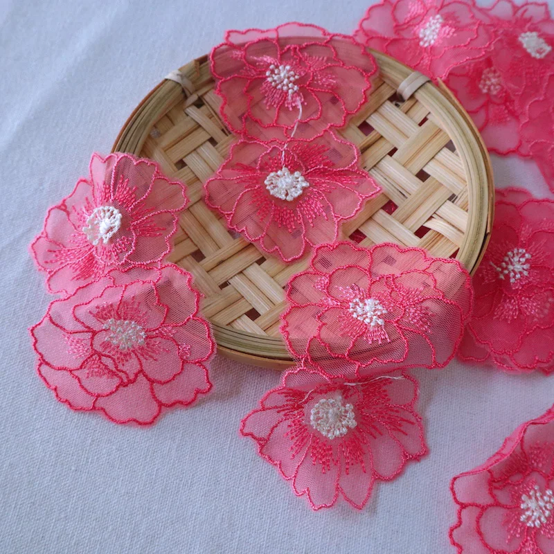 10Pcs/lot Rose Lace Flower Patches Embroidered Applique for DIY Clothing Accessories YLHB055 |