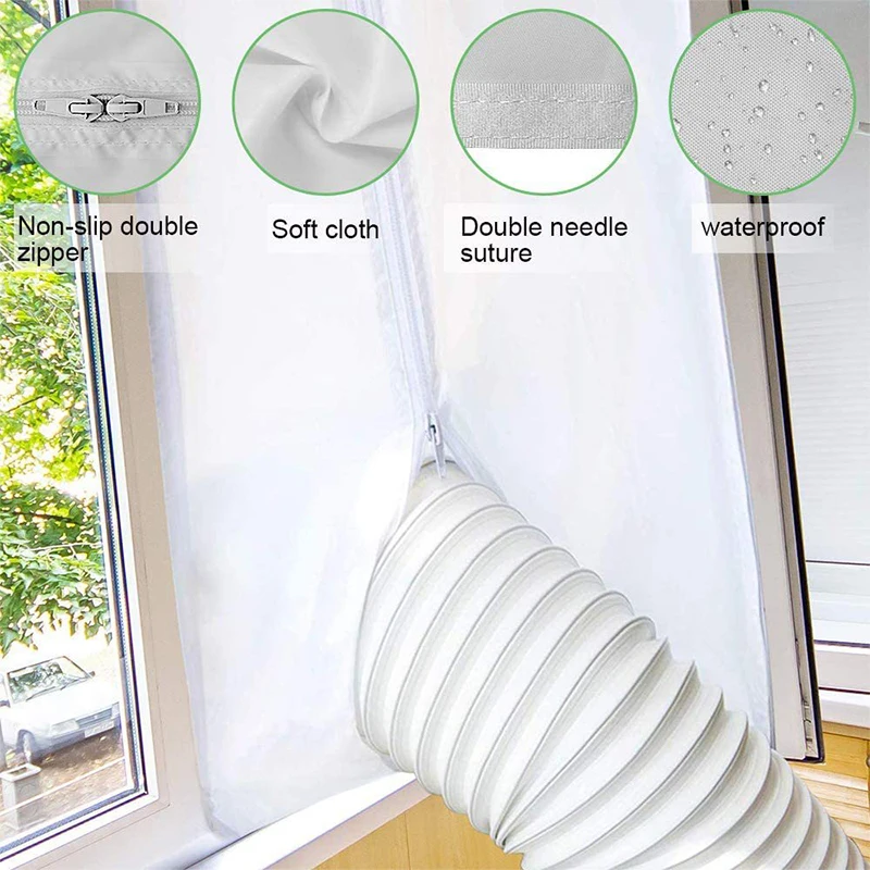 

AirLock Window Seal for Portable Air Conditioner,400 Cm Flexible Cloth Sealing Plate Window Seal with With Zip and Adhesive Fast