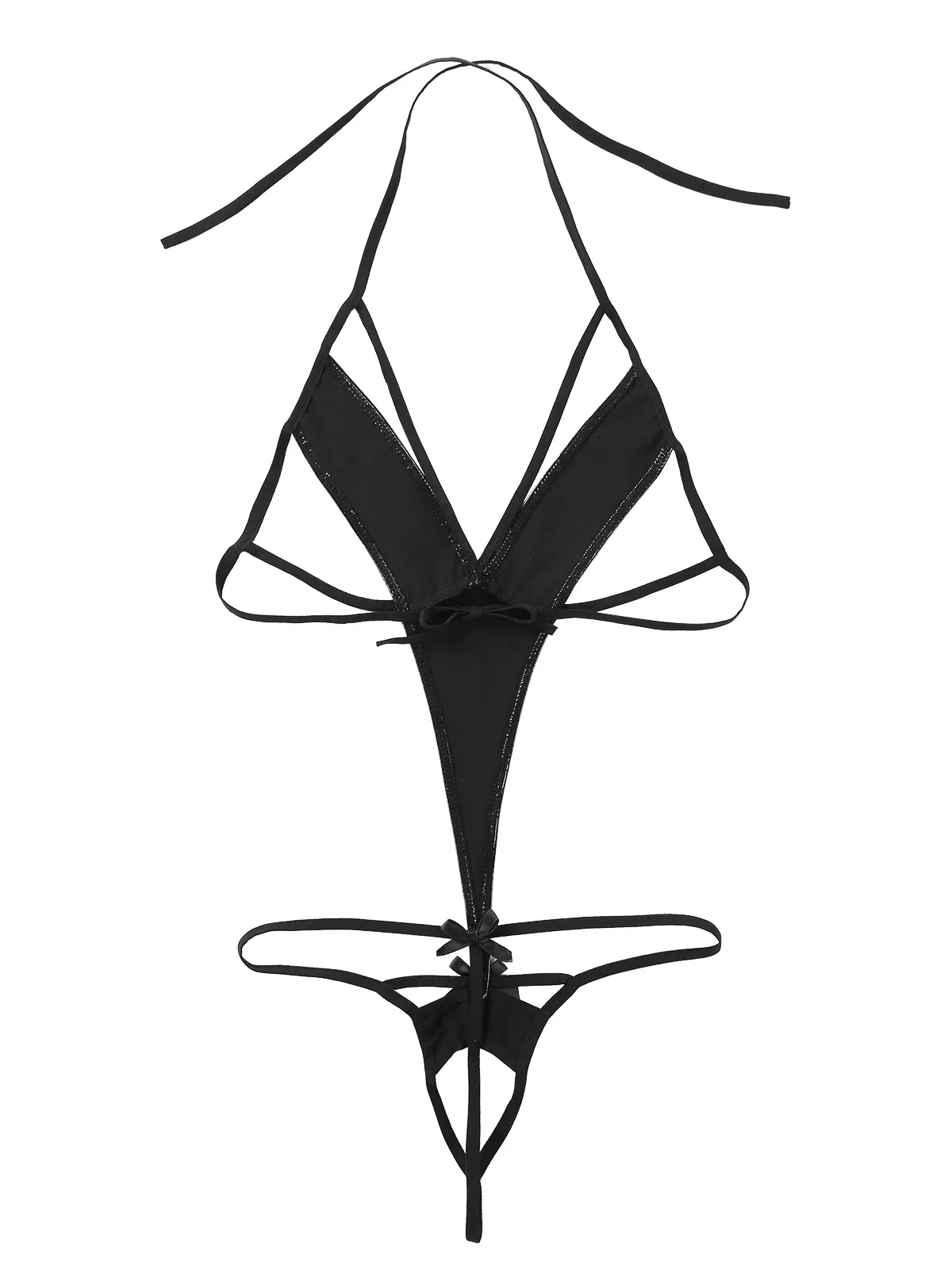 Нижнее белье женское из лакированной кожи эластичный боди на бретелях-спагетти с