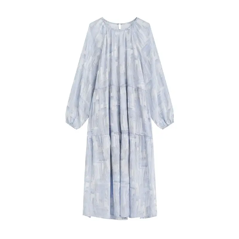 Платье с длинными рукавами О-образным вырезом Новый дизайн для подростков миди