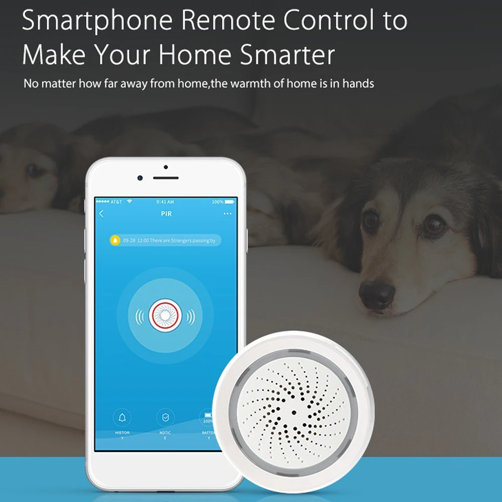 Умная Wi-Fi сирена Tuya звуковая сигнализация датчик температуры и влажности