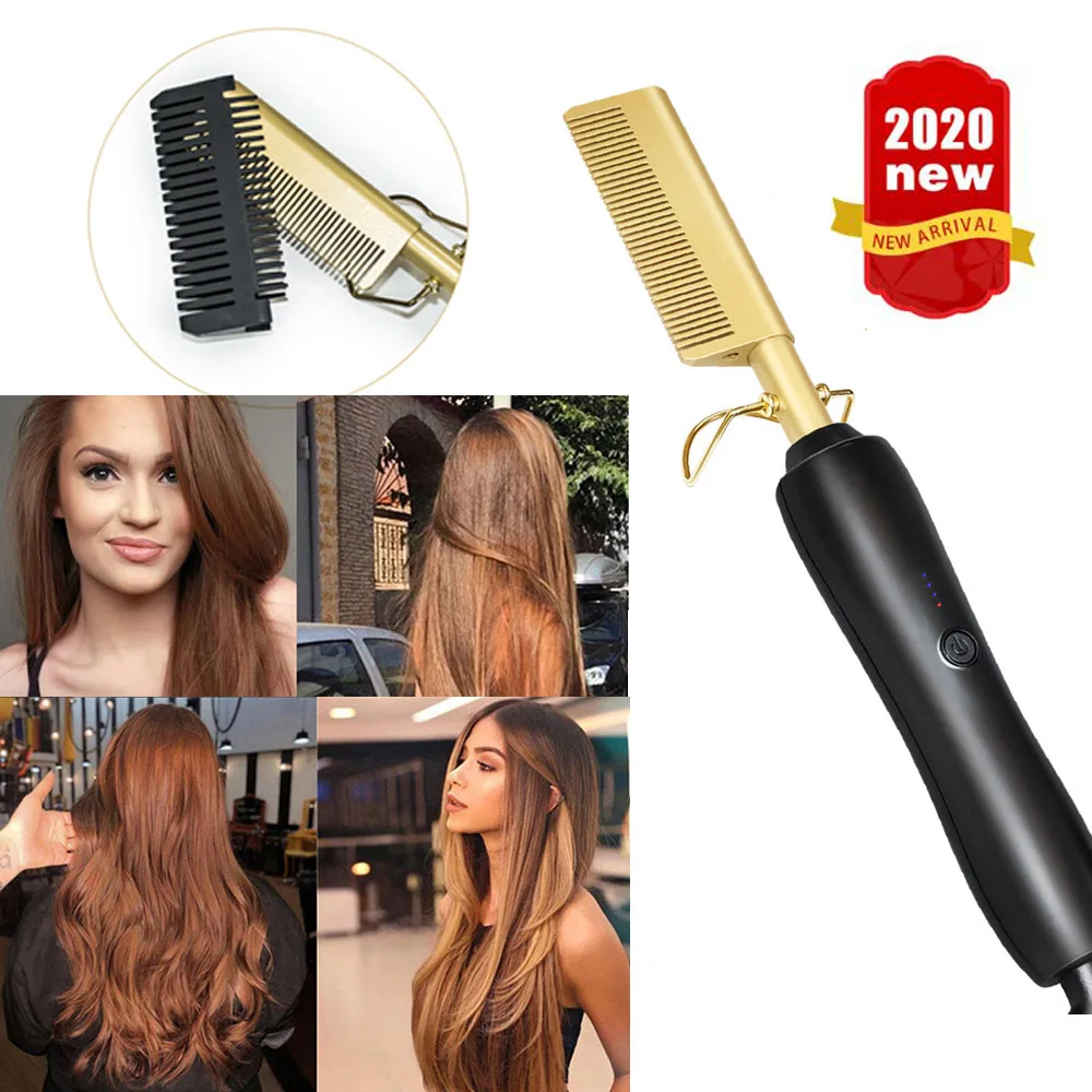 

Electric Curlers Straightener Comb Wand Hair Curling Irons hair curler Comb Hot Straightening Electric Comb Titanium Alloy