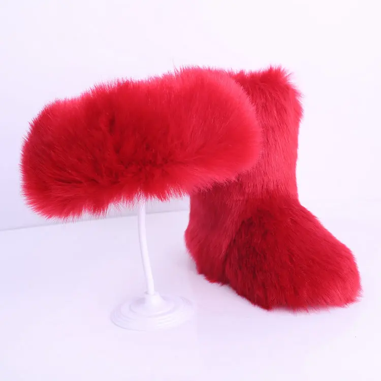 red set SWONCO/меховые сапоги; зимняя обувь; женские зимние сапоги с сумочкой; повязка на голову; Новинка года; Роскошные зимние женские сапоги на меху; высокие сапоги; обувь на меху - Цвет: red set