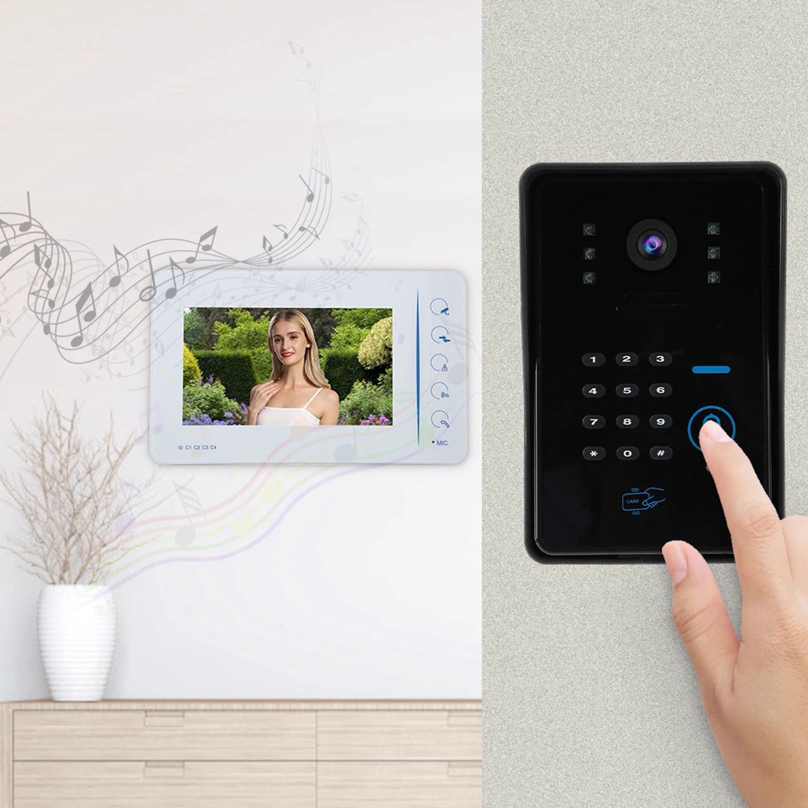 WI FI дверной звонок 7 дюймов ЖК дисплей монитор домофон Камера видео для Система