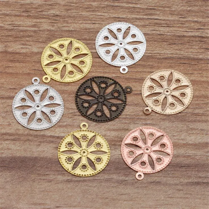 

SIXTY TOWFISH 30 Pieces 19mm DIY Jewelry Accessories Handmade Materials Charms Brass Flower Filigree Flower Slice