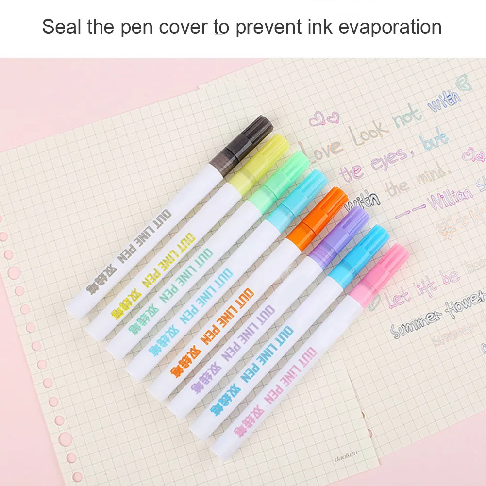 8/12 цветная подарочная карта для рисования двойная линия контурная ручка 2 набор