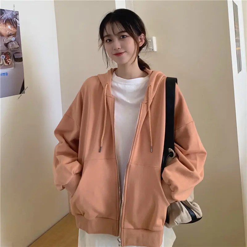 

Zip Up Sweatshirt Spring Summer Jacket Clothes oversize Hoodies thin Women plus size Vintage Pockets Long Sleeve Pullovers Gray