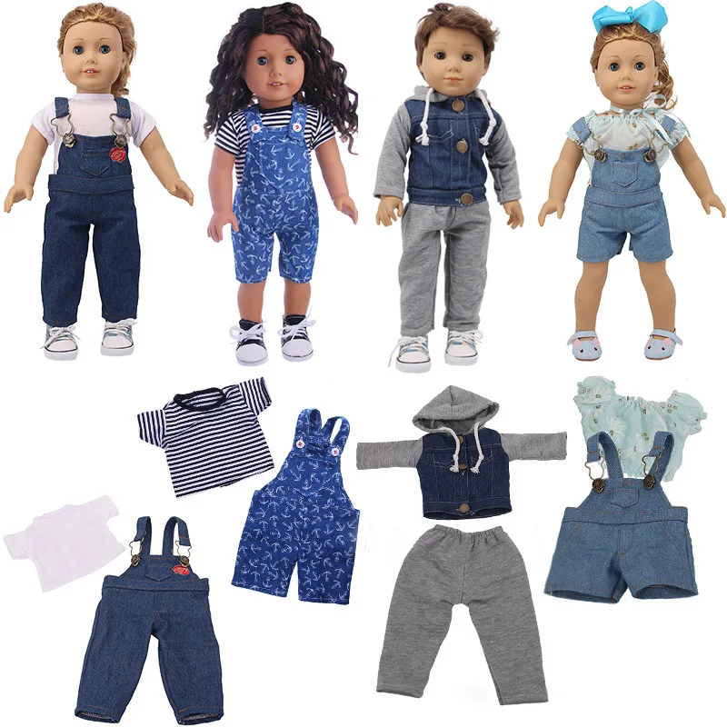 

4 стиля на выбор 1, джинсовый костюм подходит для 43 см новорожденных, 42 см Nenuco, аксессуары для кукол 18 дюймов
