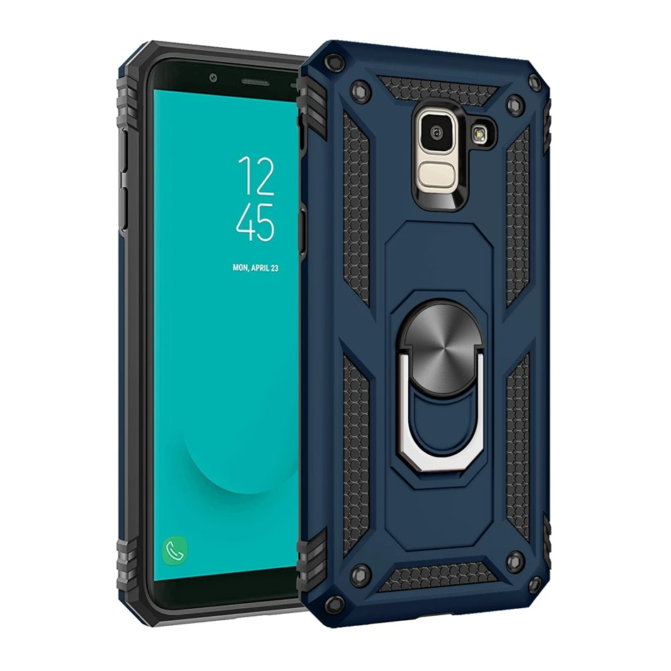 Для samsung J4 J6 2018 чехол с металлическим кольцом силиконовый для Galaxy J4/J6 Plus телефона