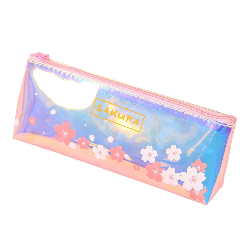 

1Pc Cute Flower Pencil Case Creative Laser Pencil Bag Transparent Pencil Pouch for Students Kids Gift School Office Supplies