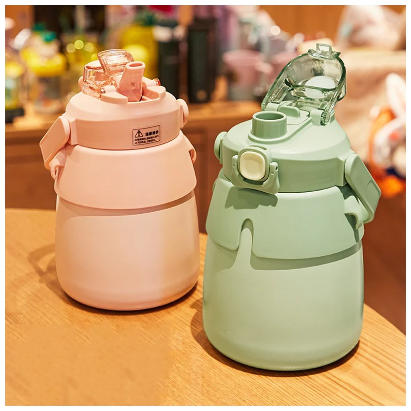 

900ml Portable Large Capacity Heat Preservation Cup Spring Cover With Straw Children's Cup Outdoor Sports Water Cup Women's Cup