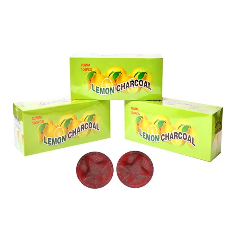 100 шт./кор. лимонный ароматизированный уголь для кальяна быстрозажигание