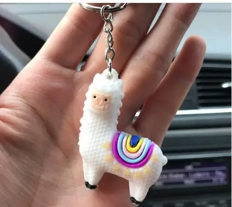 

10pcs/lot PVC 3D Alpaca Keychain Cartoon Doll Car Key Pendant Student School Bag pendant