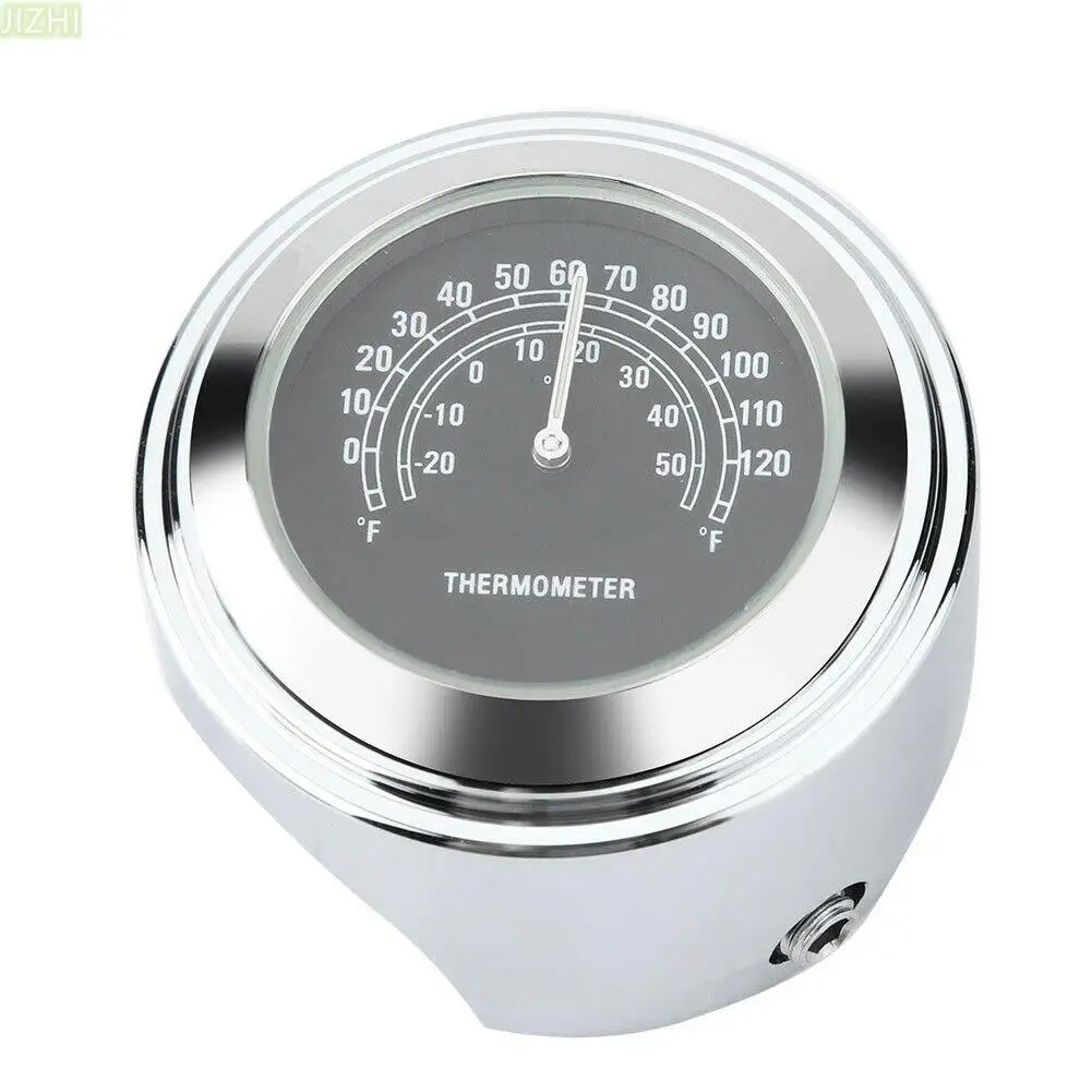 

22&25mm Luminous Most Models Motorcycle Front Chrome Waterproof Handlebar Mount Temp Thermometer Clock Watch Instruments