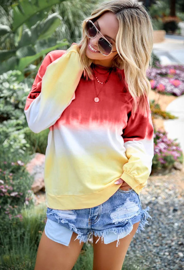 LZEQuella Women Autumn Winter Gradient Color Print Hoodies Sweatshirt Casual O Neck Long Sleeve Pullovers Female Tracksuit Top