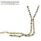 Цепочка Neoglory для женщин, длинное ожерелье из австрийских Стразы с разноцветными круглыми бусинами, модное вечернее платье, классический подарок на лето