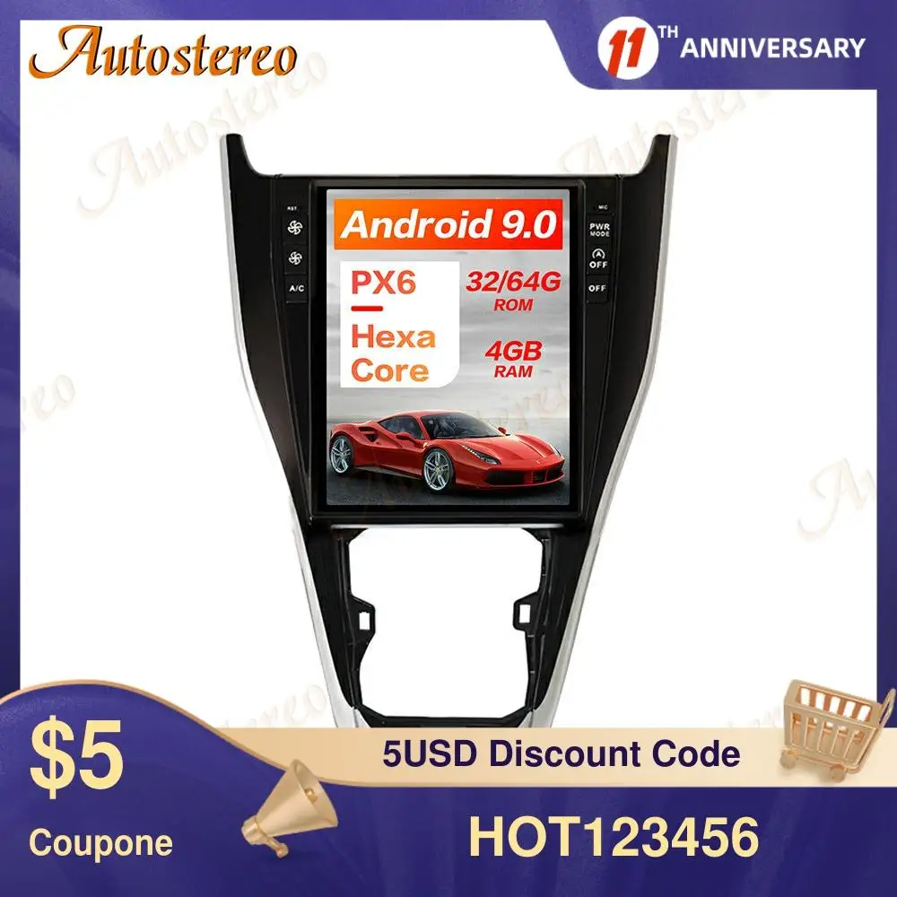 Tesla стиль Android 9 0 6 ядер 4 ГБ Автомобильный GPS навигатор для TOYOTA Harrier 2013 2018 стерео