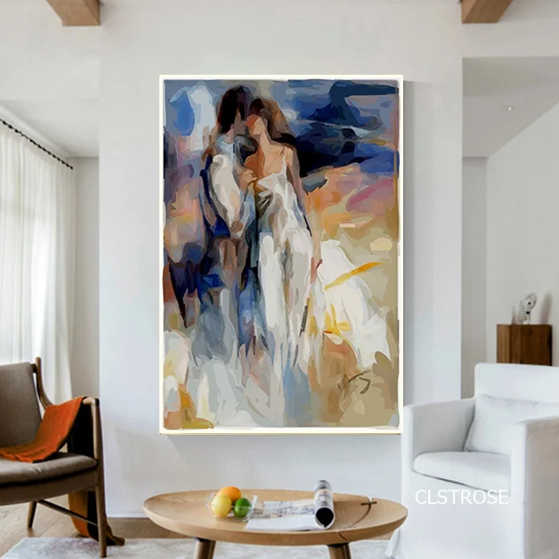 

Abstract Style Murals Embrace Sweetheart Kiss Frameles Poster Home Residential Bedroom Decoration Living Room Canvas Painting