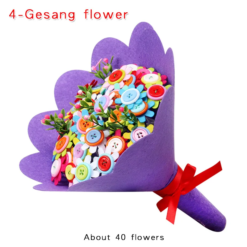 4-Gesang flower Детский Набор для творчества ручная работа художественный букет из искусственных цветов Свадебные цветы для домашнего декора игрушка-головоломка ученик отправка на День учителя подарок матери - Цвет: 4-Gesang flower