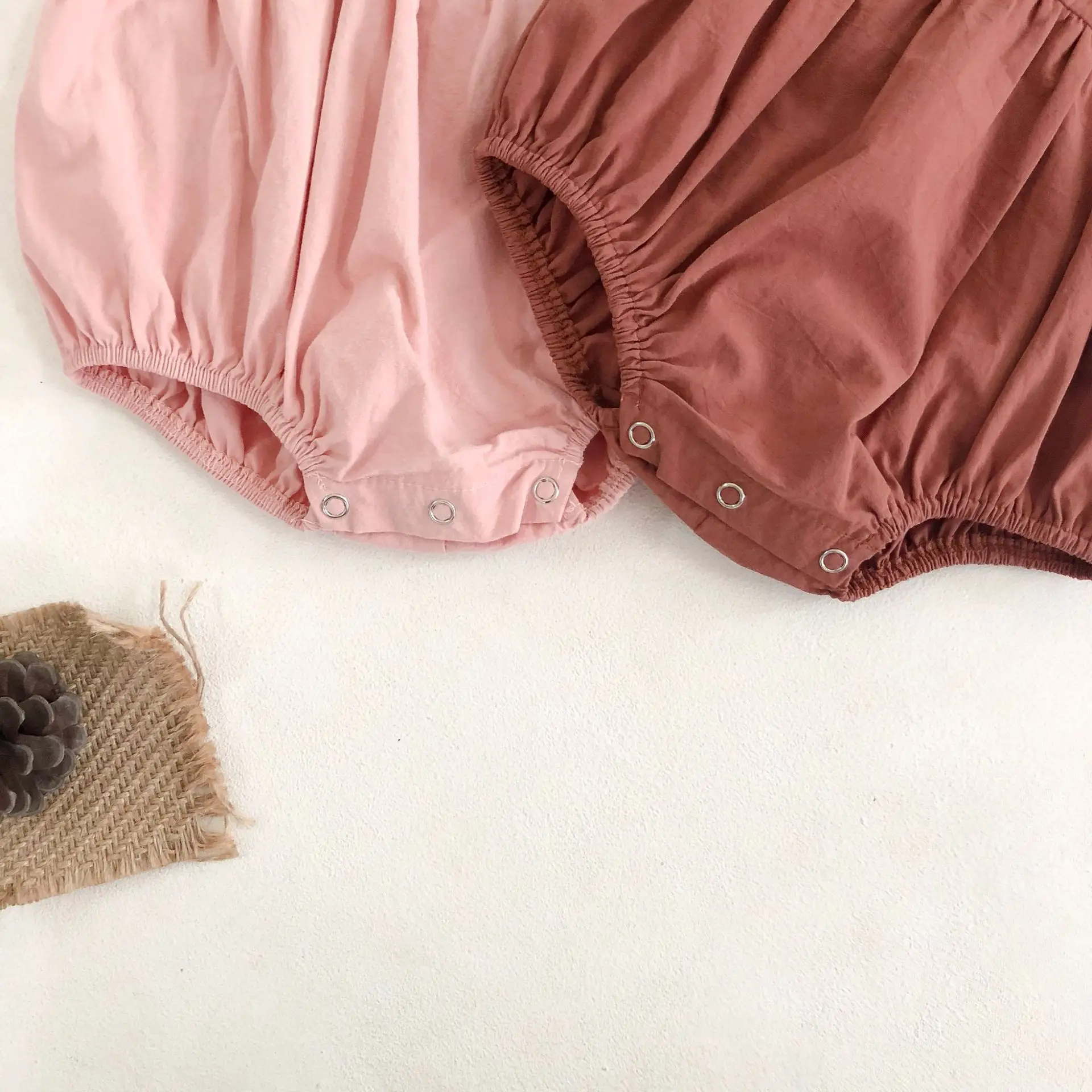 

Cute bubble sleeve solid color rompers baby clothes 2020 summer cotton soft toddler jumpsuit