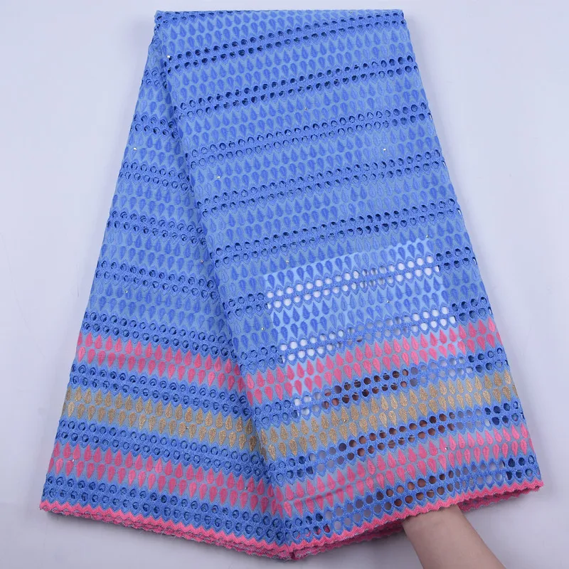 

2020 High Quality African Lace Fabric Nigerian 100% Cotton Embroidery Lace Swiss Voile Dry Lace Fabrics for Wedding Party Sewing