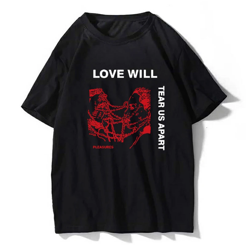 Женская готическая Футболка с принтом Love Will Tear Us черная хипстерская футболка