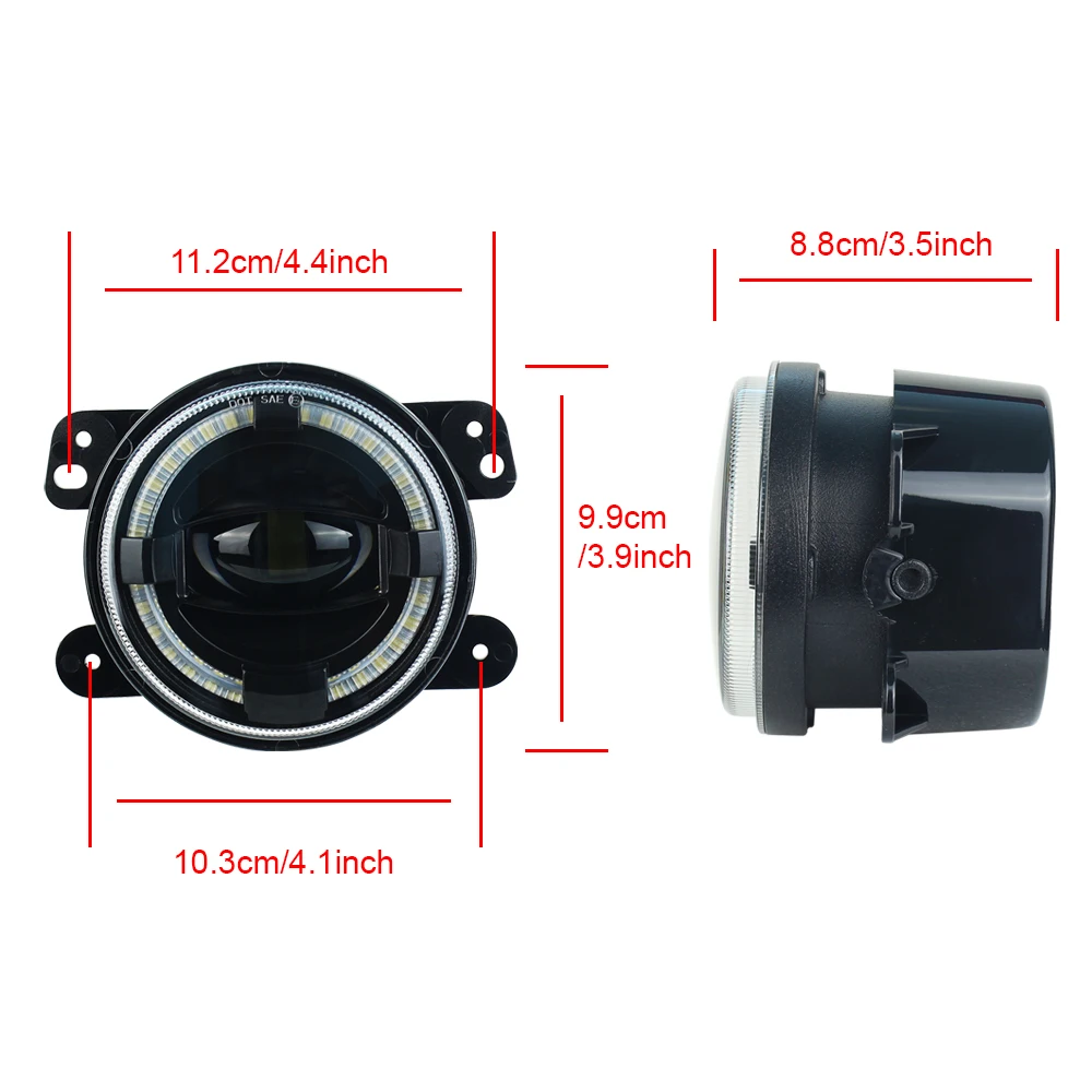 Светодиодный фар дальнего света Противотуманные светильник черного цвета 4