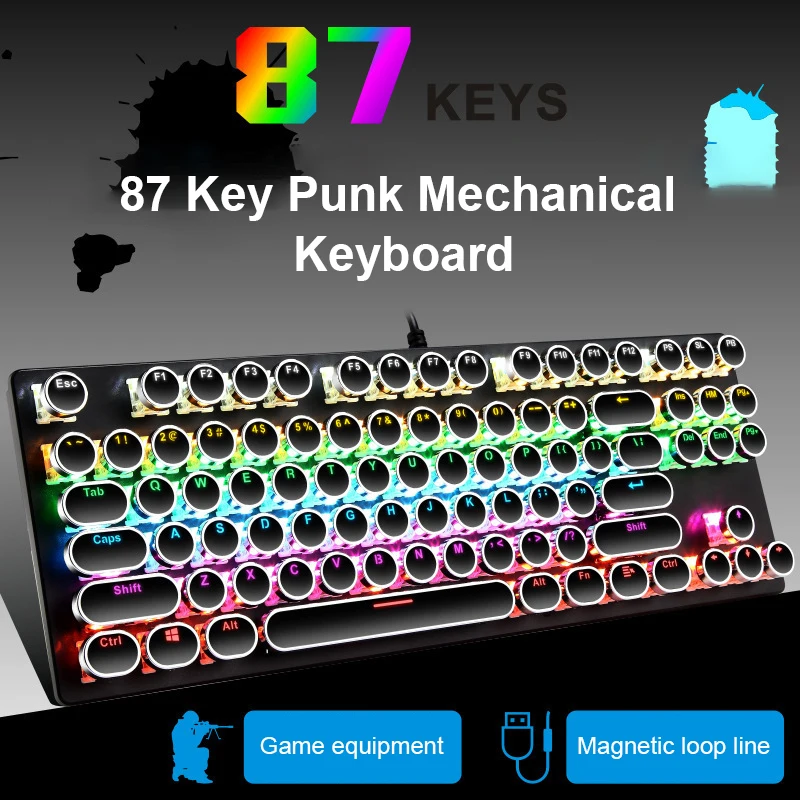 

Игровая механическая клавиатура K55 87 клавиш, проводная USB клавиатура с RGB светодиодный Ной подсветкой, совместима с League Of Legends, Механическая и...