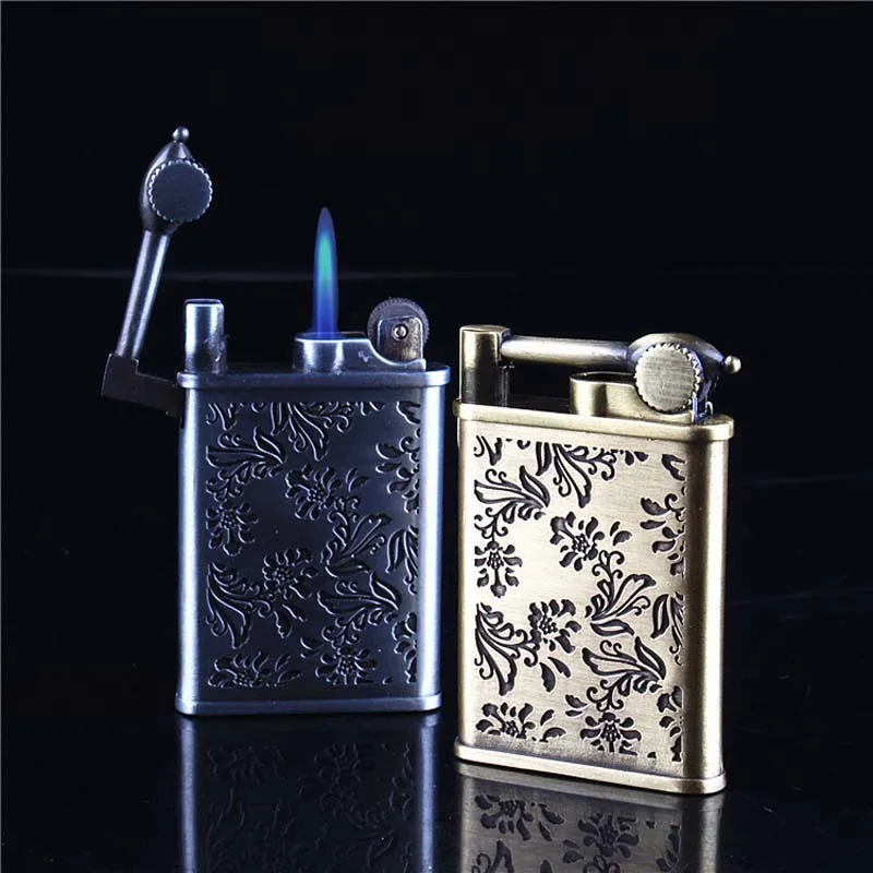Металлическая зажигалка в стиле ретро Бутановая газовая портативная