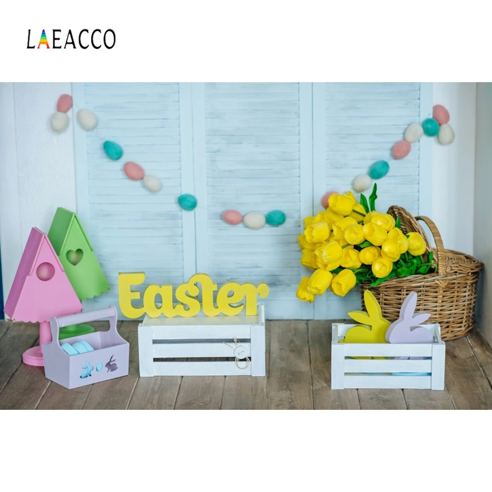 Laeacco Пасхальный Фотофон яйца цветы коробки кролики Фото фоны детская комната