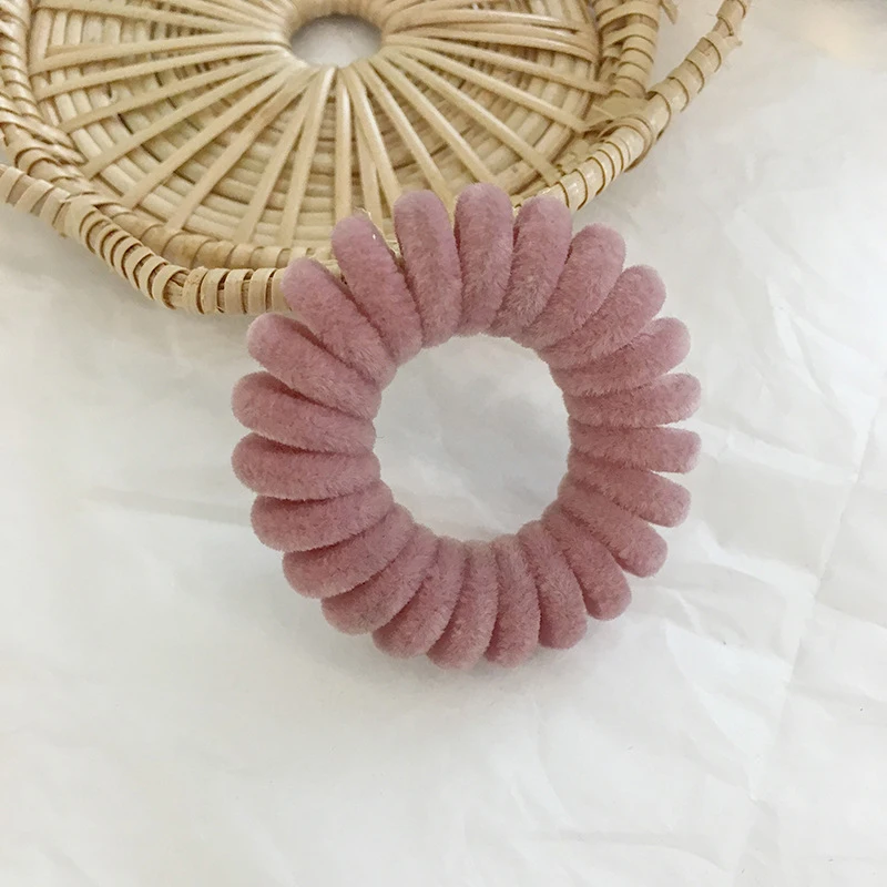 Elastic Knit Telephone Wire Hair Bands Girl Woman Hair Accessories Rubber Band Headwear Hair Rope Spiral Shape Hair Ties images - 6