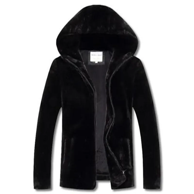 

2021 Men's New Autumn Winter Jacket High Qualtity Faux Mink Fur Jacket Coat Hooded Male Clothes Soft Furry Thick Warm Outwear